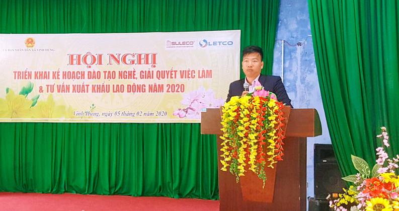 Ông Nguyễn Quang Huy - PBT Đảng ủy, CT UBND xã phát biểu chỉ đạo hội nghị
